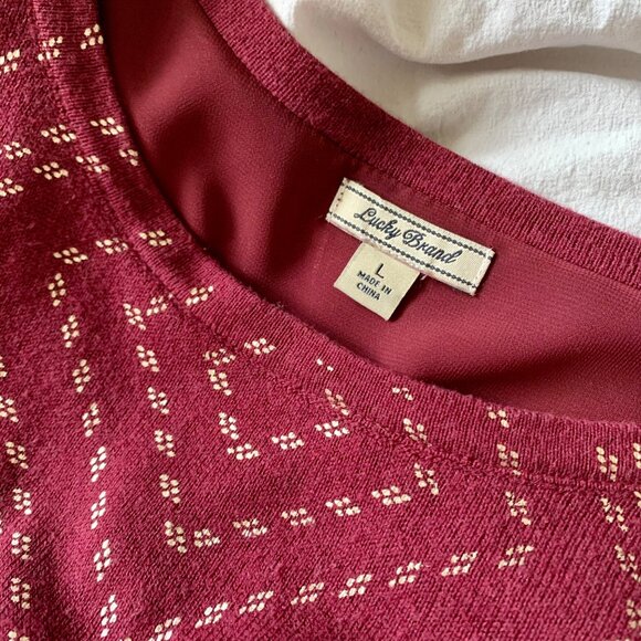 Lucky Brand Dotted Diamond Sweater with Chiffon Underlay Size L - Picture 6 of 6